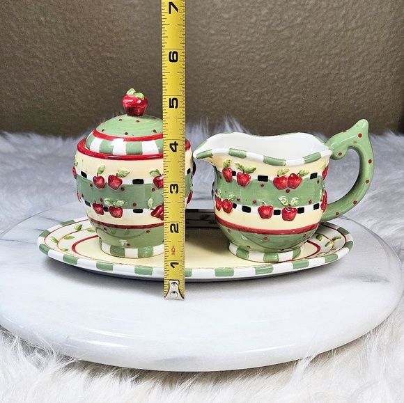 Vintage Karla Dornacher Giftcraft Apple Accent Cream And Sugar Set - Picture 8 of 10